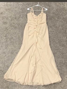 Flowing Cream Ruffle-Front Evening Dress by White by Vera Wang